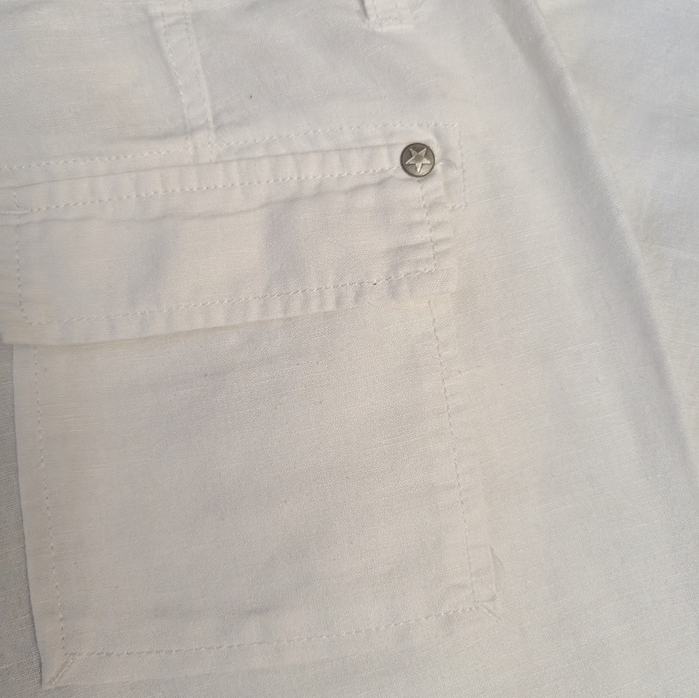 EUC Ladies Converse One Star ⭐ White Linen Cotton Wide Leg Drawstring Pants Sz 4 - Picture 10 of 10